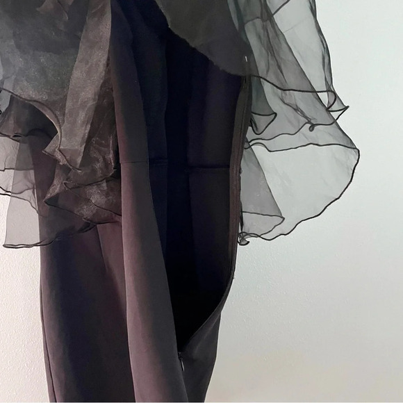 ZARA Black Mini Dress With Organza Sleeves size XS - Picture 7 of 11